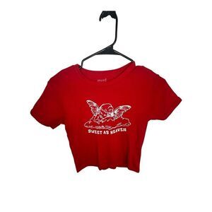 Social Scene Red Angel “Sweet As Heaven” Cropped Graphic Baby Tee